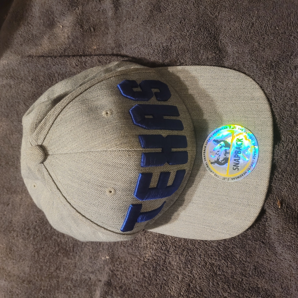 Gray Snapback Cap with Blue TEXAS Embroidery
